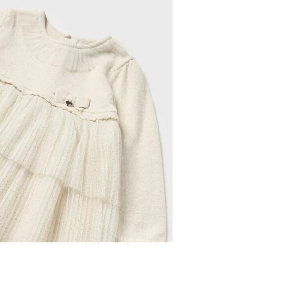 Mayoral Knit Tulle Dress Baby Toddler Girl Cream 36M - Picture 4 of 10
